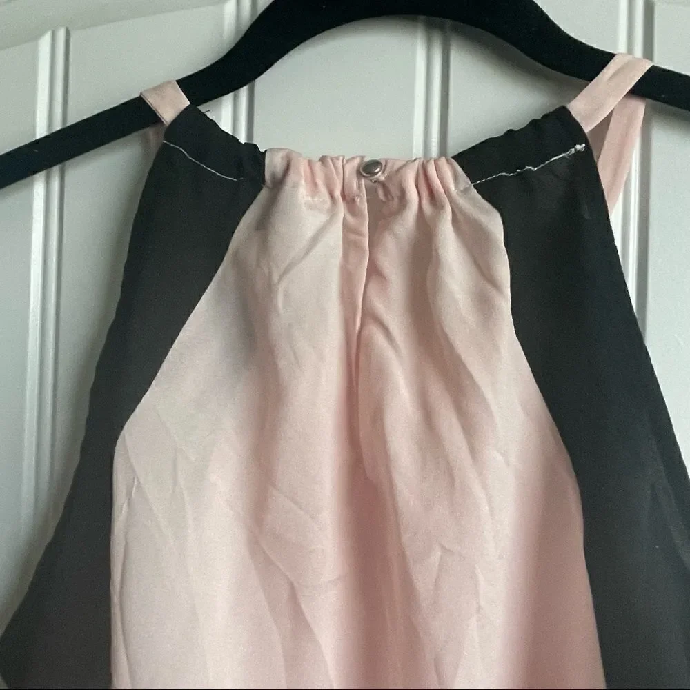 2/$22 New York & Company Pink & Black Tank Top w/Drawstring Tie; SZ XS; BNWT